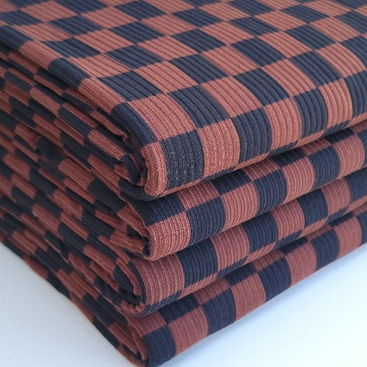Yummy Rib Brown & Black Checkered Print