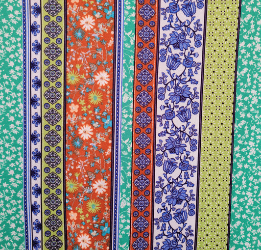 Double Brush Poly Boho Print Celery/Rust