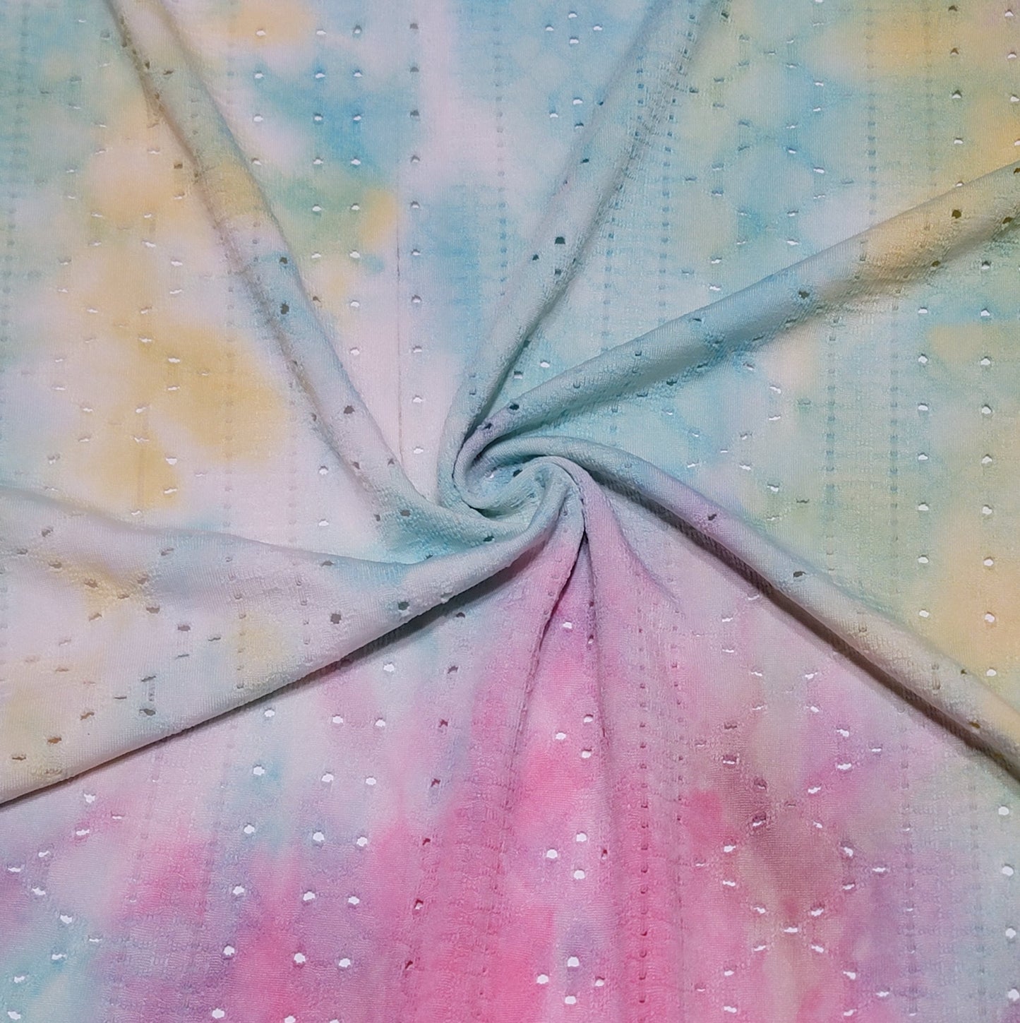 2 Way Stretch Tie Dye Eyelet Spandex