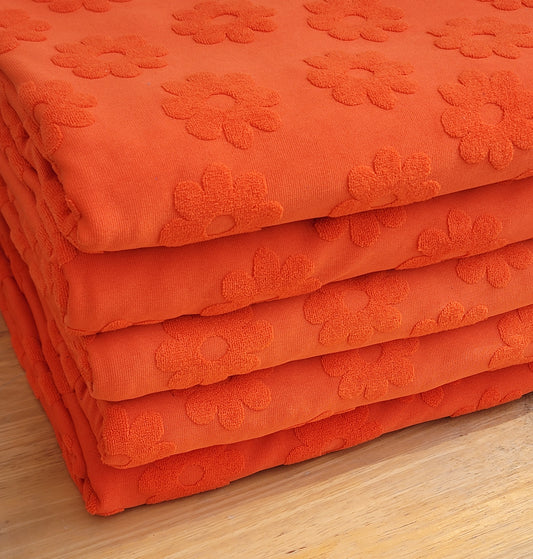 Jacquard Knit Orange Daisies