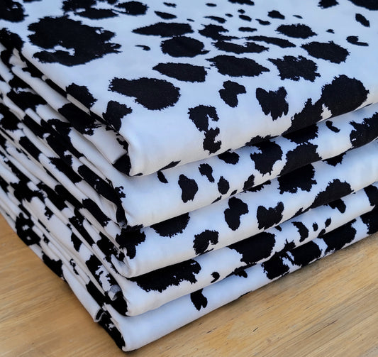Black and White Cow Print Double Brush Poly