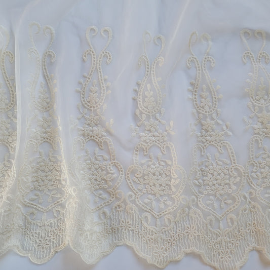 Cotton Embroidered Mesh Ivory