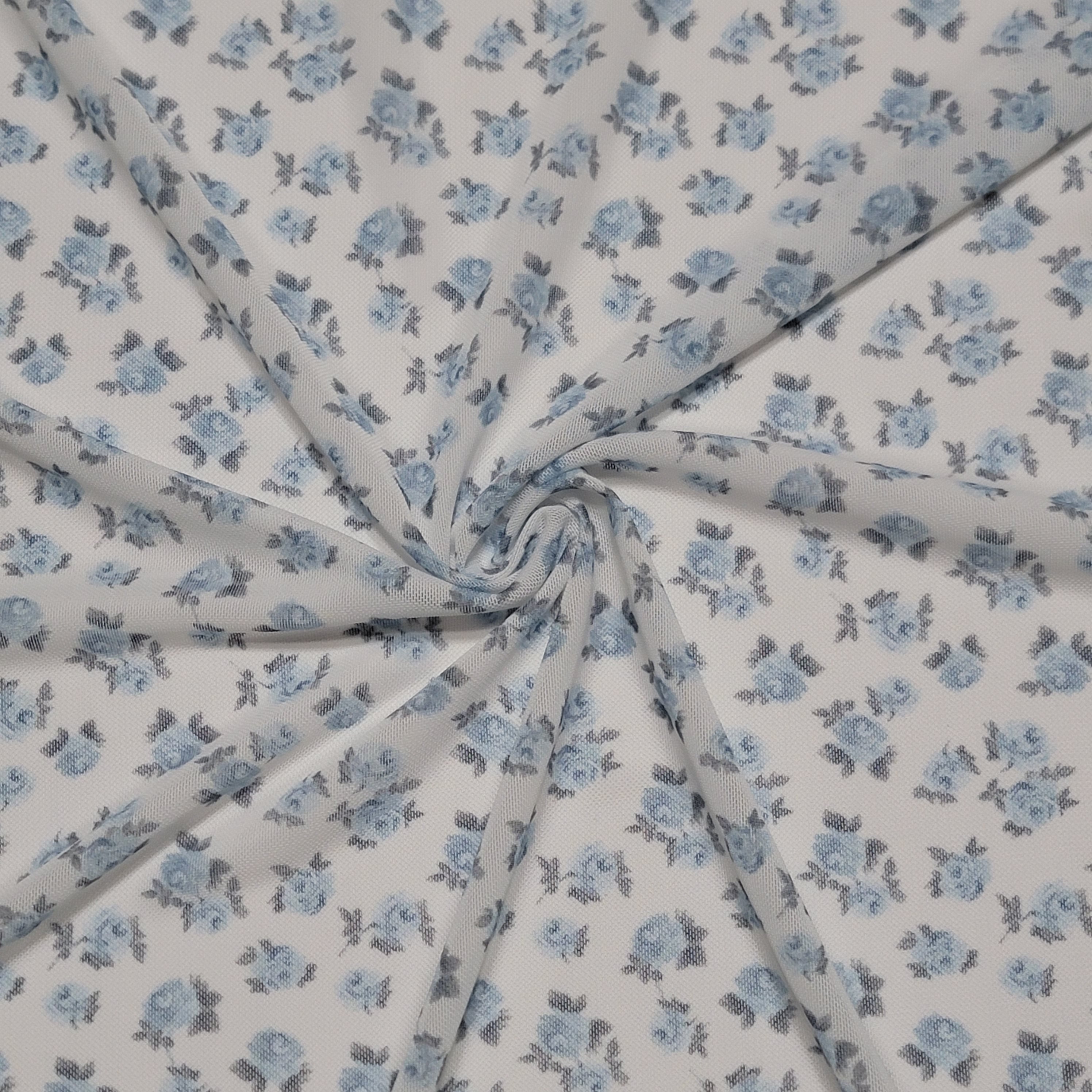 Mesh Blue Floral Print – Bluebell Fabrics