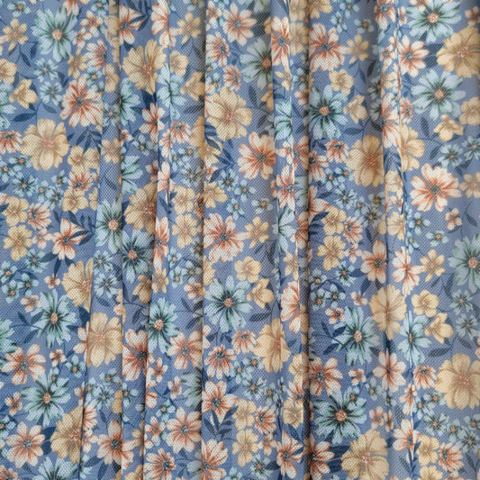 Mesh Blue/Brown Floral Print