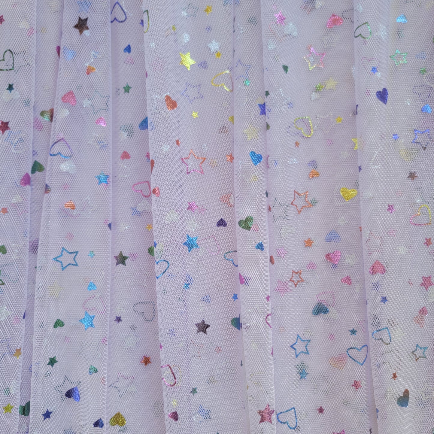 Light Lavender Mesh Foil Hearts & Stars
