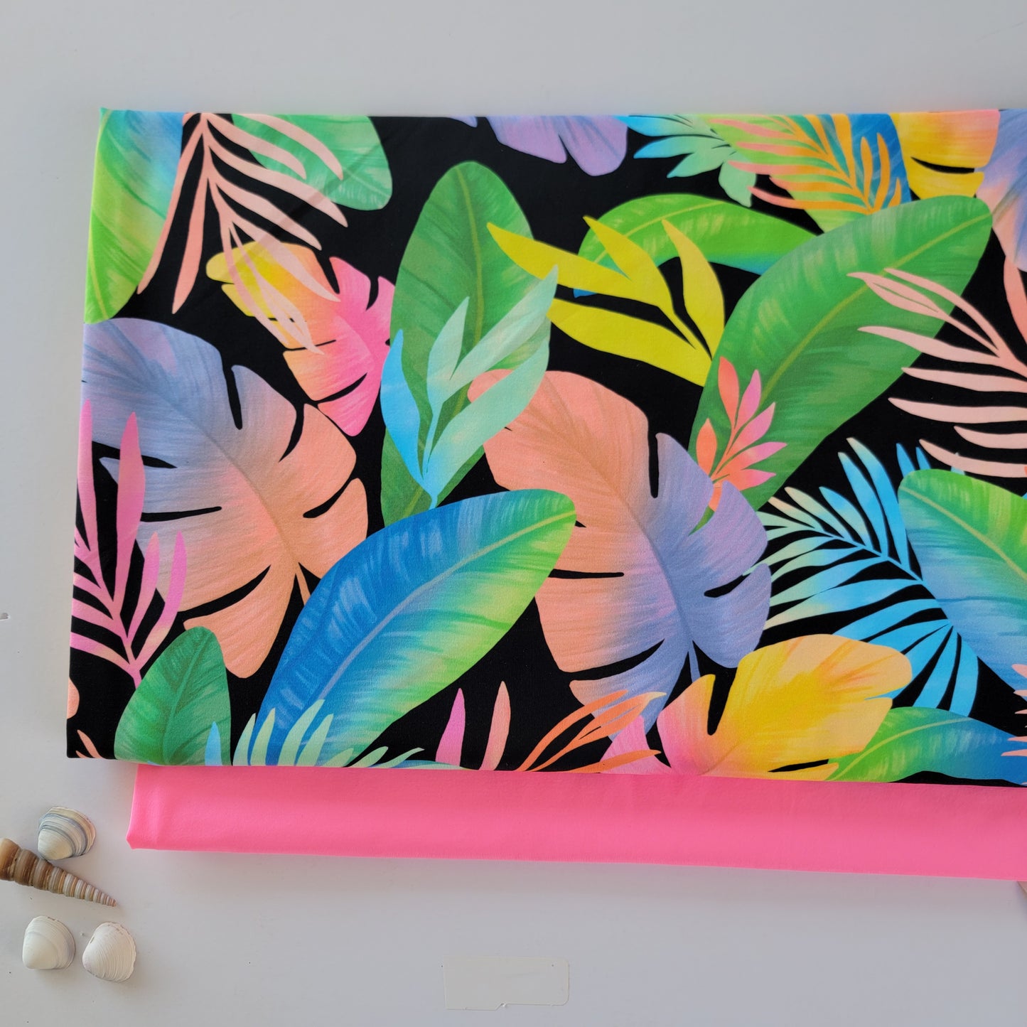 Tropical Leaf Printed Nylon Spandex Swim Athletic