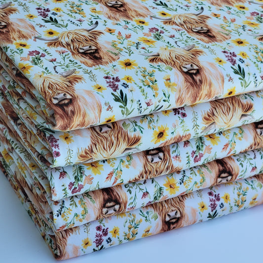 Double Brush Poly Highland Cow Print