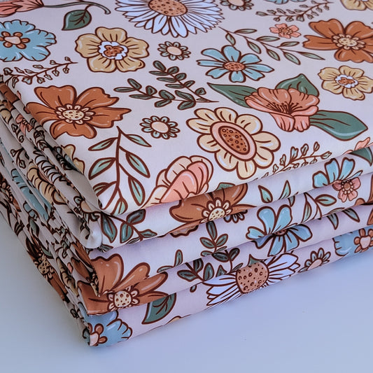 Double Brush Poly Fall Abstract Floral Print