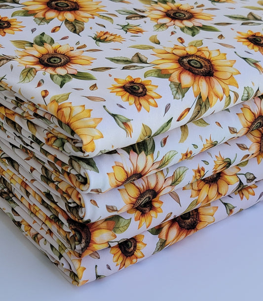 Double Brush Poly Sunflower Floral Print