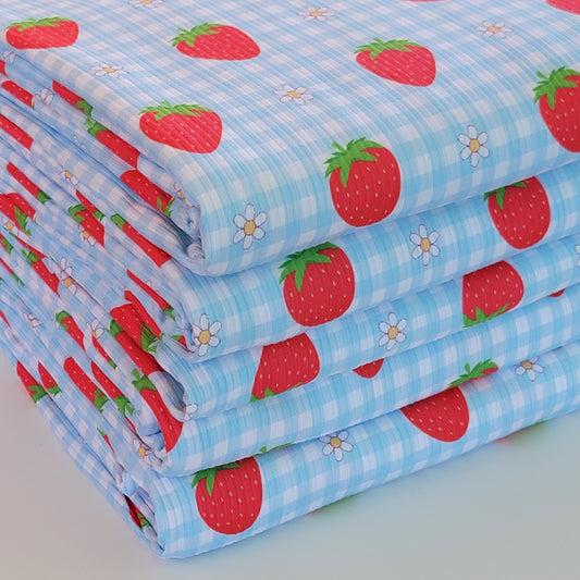 Yummy Rib Strawberry Gingham Print