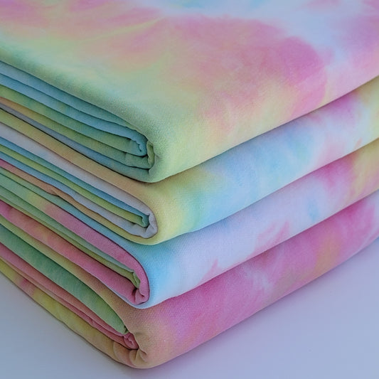 French Terry Tie Dye Print Pink/Yellow/Blue