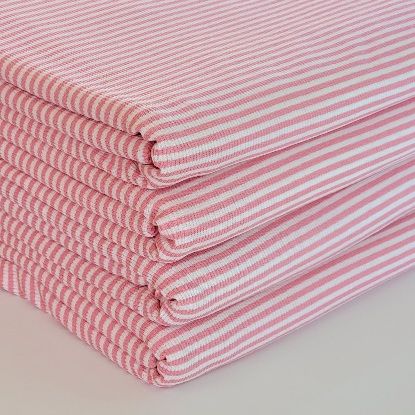 Rayon Rib Pink and White Stripes