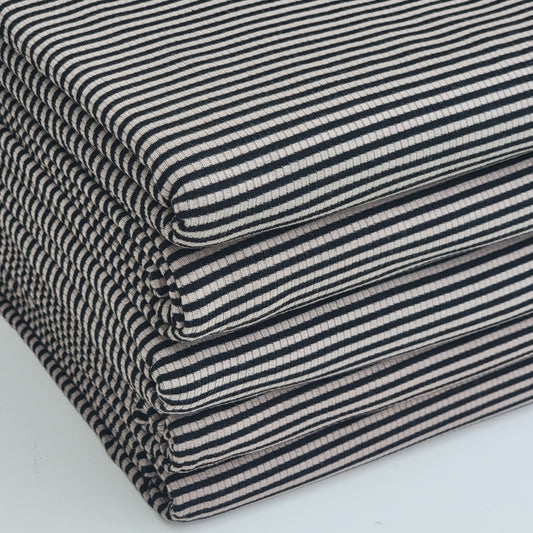 4x2 Black & Beige Stripes Rib