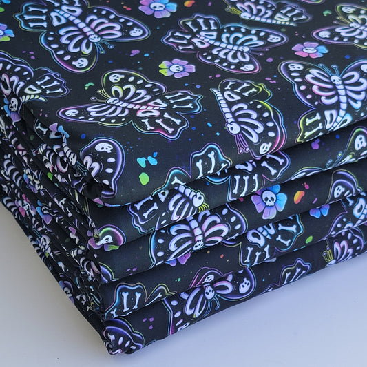 Double Brush Poly Butterfly Skeleton Print
