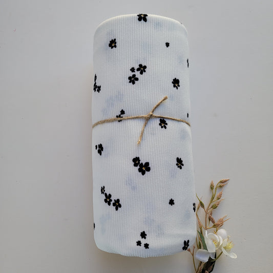 Yummy Rib White with black floral print