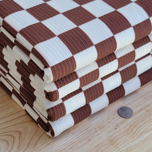 Yummy Rib Brown & Ivory Checkers Print