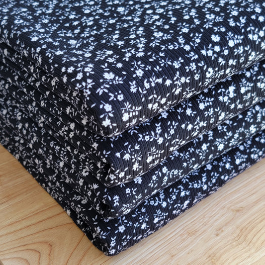 Black & White Floral Print Yummy Rib