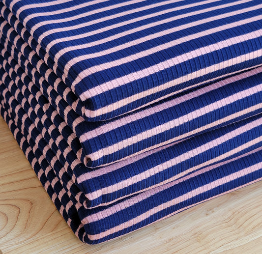 4x2 Navy & Pink Stripes Rib