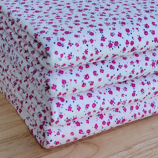 Double Brush Poly Small Magenta floral Print