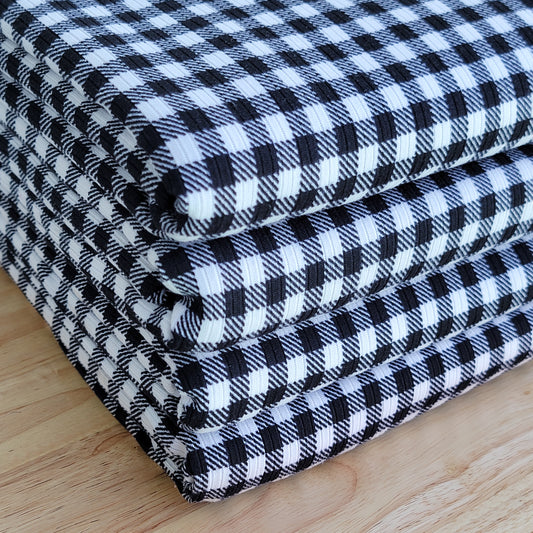 Yummy Rib Black & White Gingham Print