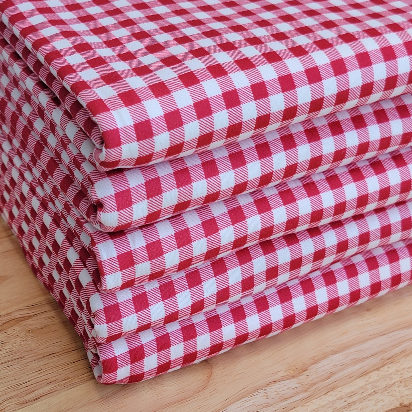 Double Brushed Red & White Gingham Print