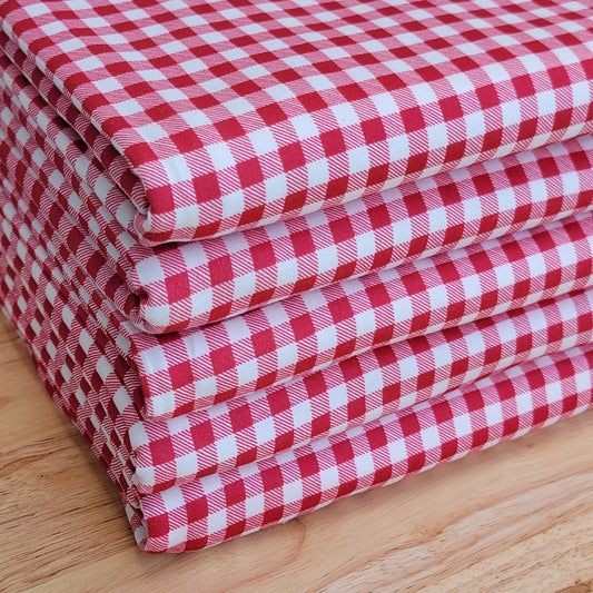 Double Brushed Red & White Gingham Print