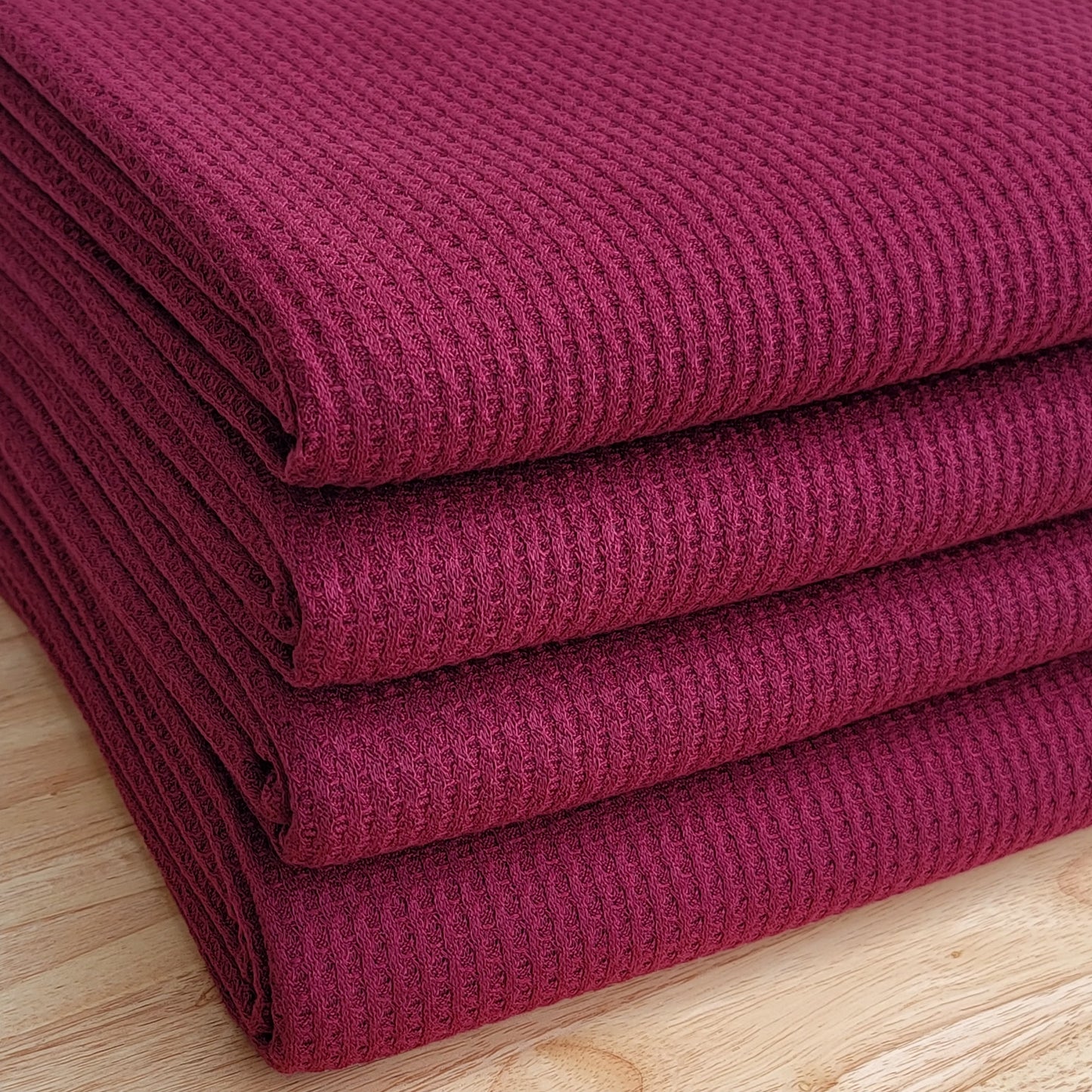 Burgundy Waffle Knit Fabric
