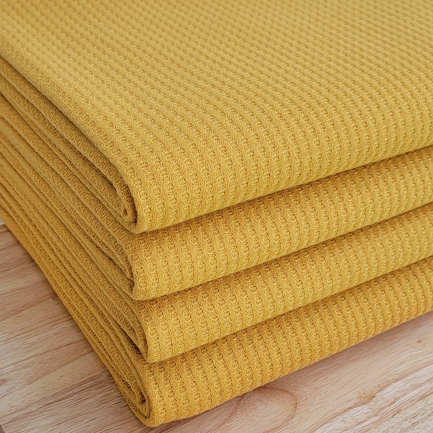 Waffle Knit Fabric Mustard