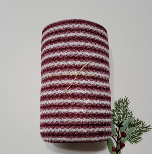 Burgundy and Off-white  Waffle Knit