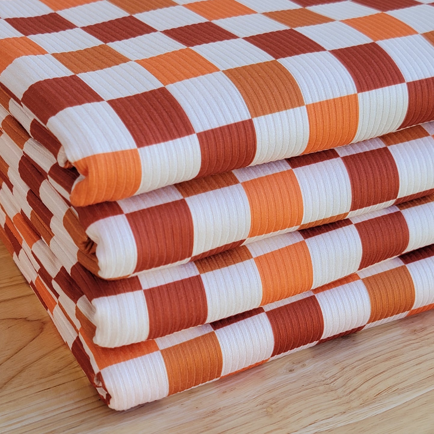 Yummy Rib Rust, Orange & Off-white Checkered Custom Print