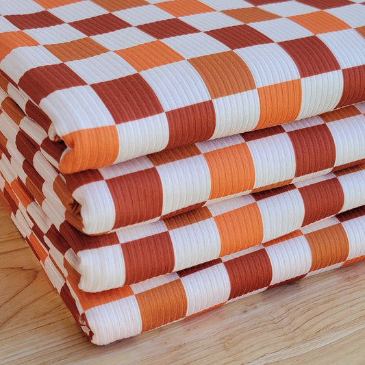 Yummy Rib Rust, Orange & Off-white Checkered Custom Print