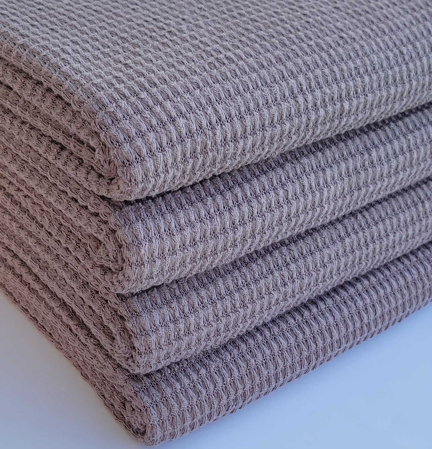 Chunky Waffle Knit Fabric Taupe
