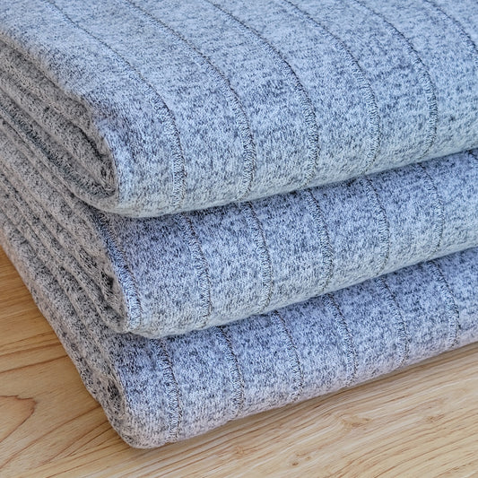 Heather Grey Brush Sweater Knit Wide Rib