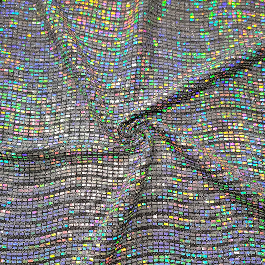 Novelty Spandex Hologram & Silver Lurex