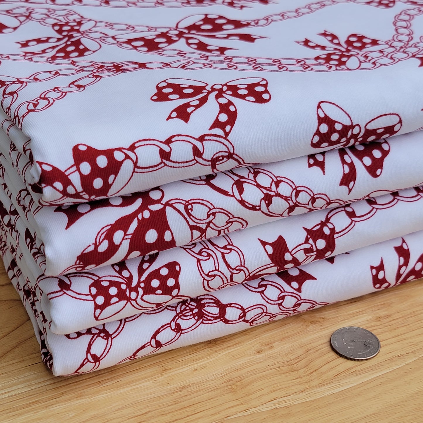 Cotton Lycra Red Bows