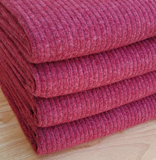 Brush Sweater Rib Knit Heather Red