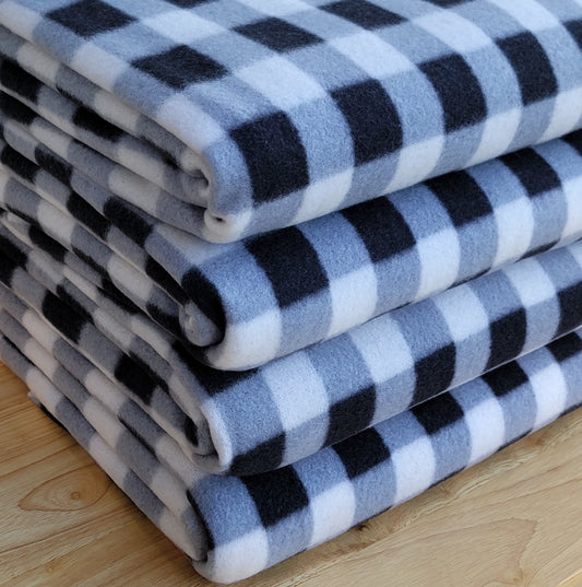 Brush Sweater Knit Black, Grey & Off-white Buffalo Plaid