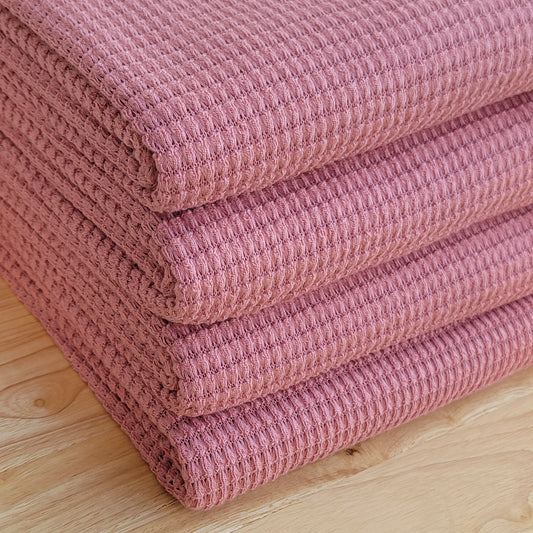 Mauve Chunky Waffle Knit Fabric