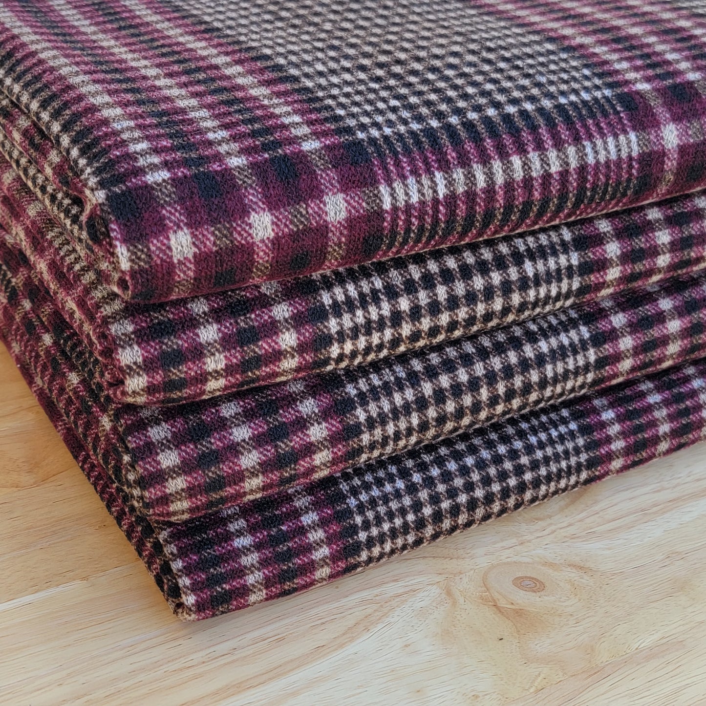 Plaid Sweater Knit Burgundy/Brown