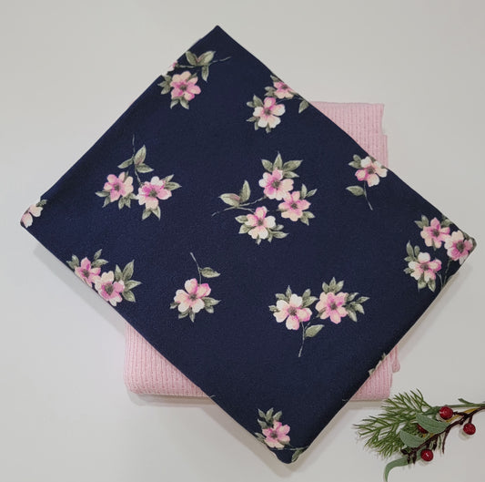 Bundle: 1yd 2-way stretch Pointelle + 1yd 2-way printed double brushed poly