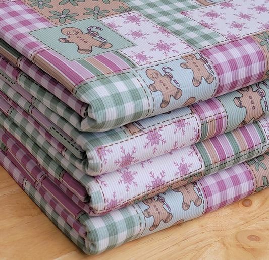 2x2 Yummy Rib Custom Print Christmas Patchwork Gingerbread Men