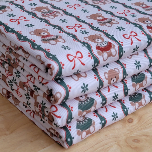 2x2 Yummy Rib Custom Print Christmas Bears & Bows