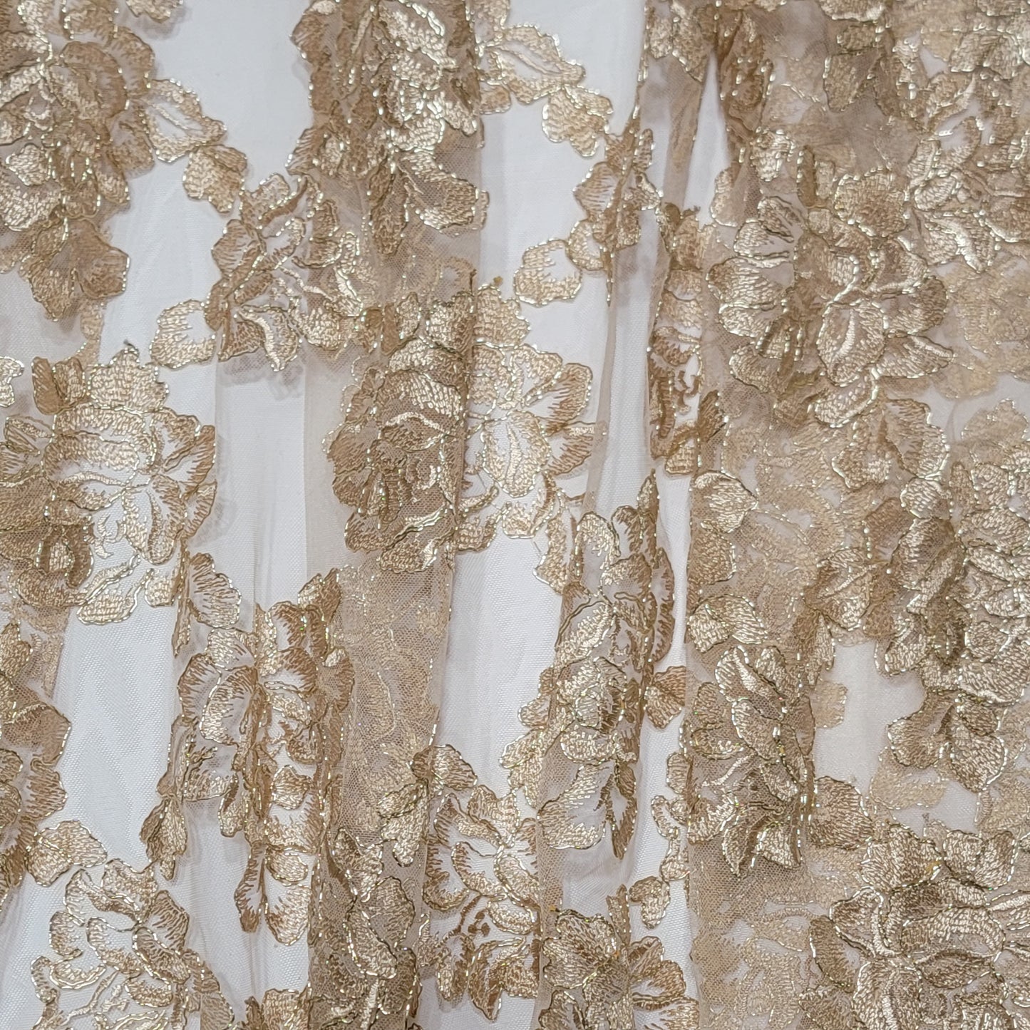 1.5 Yards Mesh Golden Embroidered Floral Design