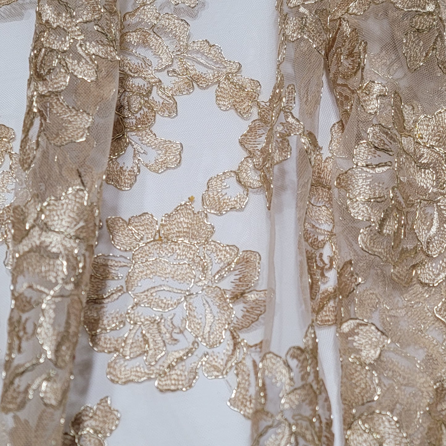 1.5 Yards Mesh Golden Embroidered Floral Design