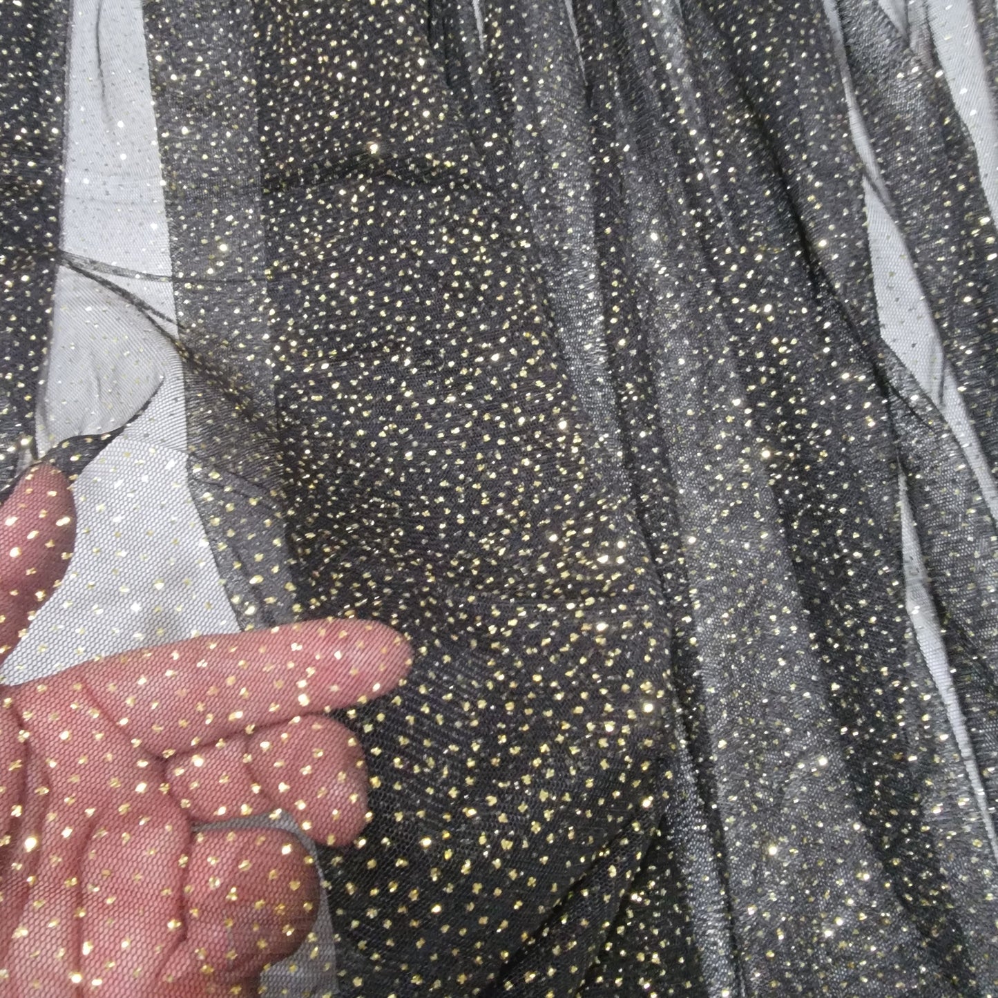 Black Mesh Golden Glitter