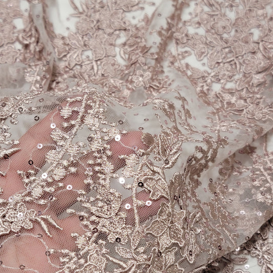 1.25 yards Double Border Novelty Embroidered & Sequined Mesh