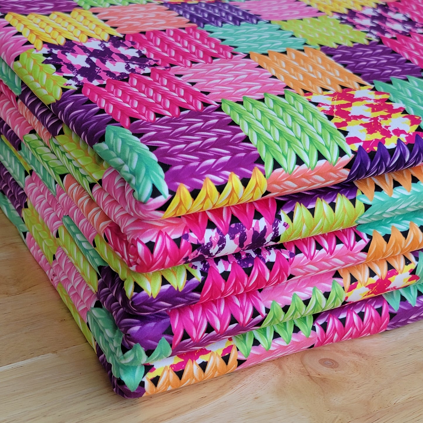 Knitted Patchwork Double Brush Poly Print