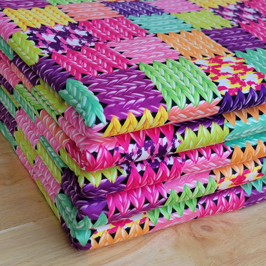 Knitted Patchwork Double Brush Poly Print