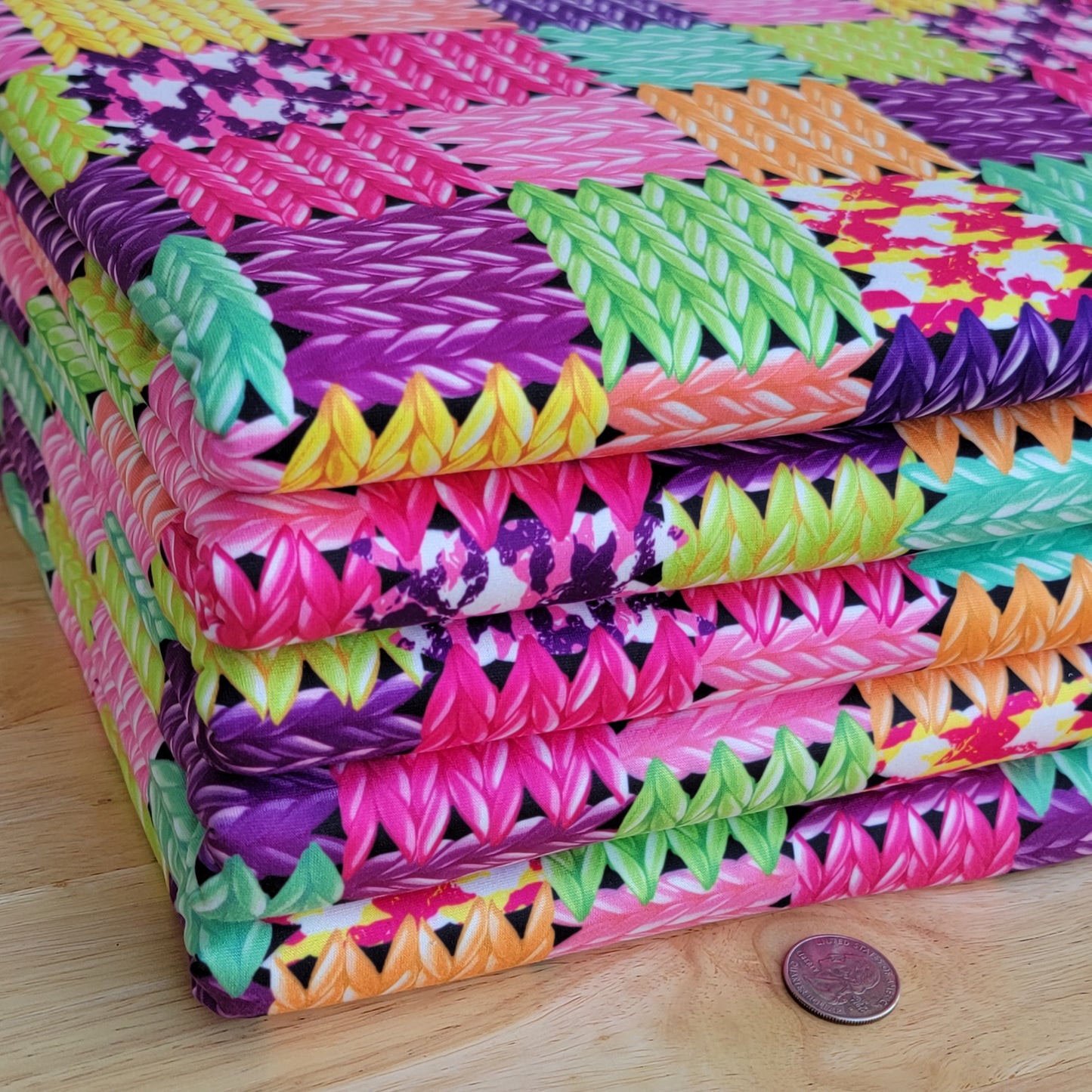 Knitted Patchwork Double Brush Poly Print