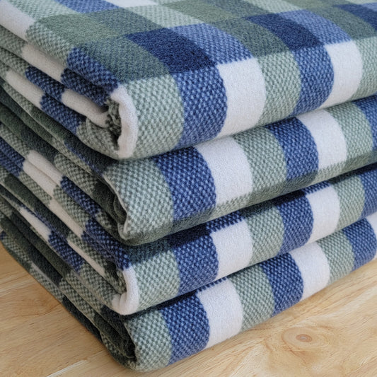 Brush Plaid Green & Navy Sweater Knit